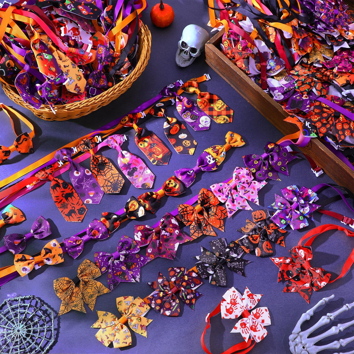 240 Pcs Halloween Dog Bows Tie Collars C619775