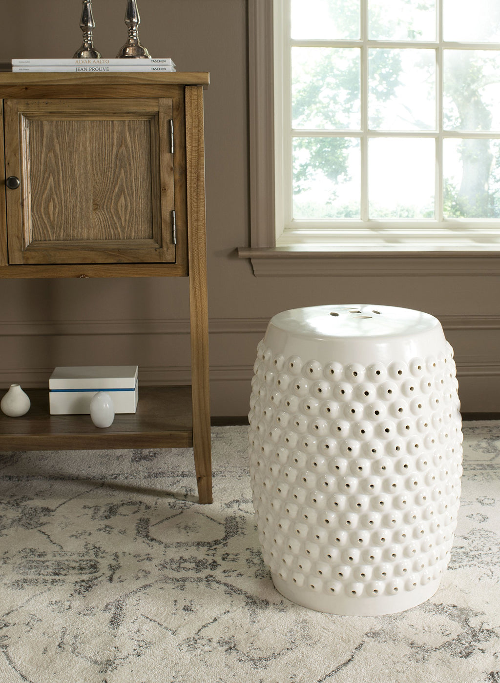 Creme Ceramic Garden Stool M994250