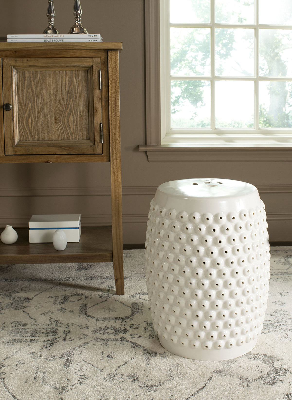 Creme Ceramic Garden Stool M994250