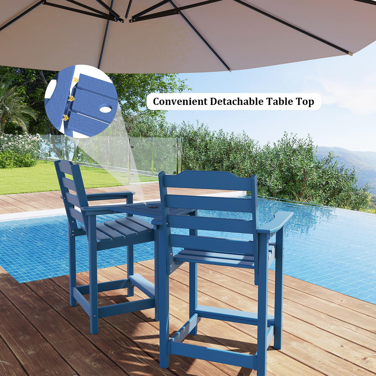 HDPE All-Weather Plastic Adirondack Chair Set of 2 Navy Blue Z469162