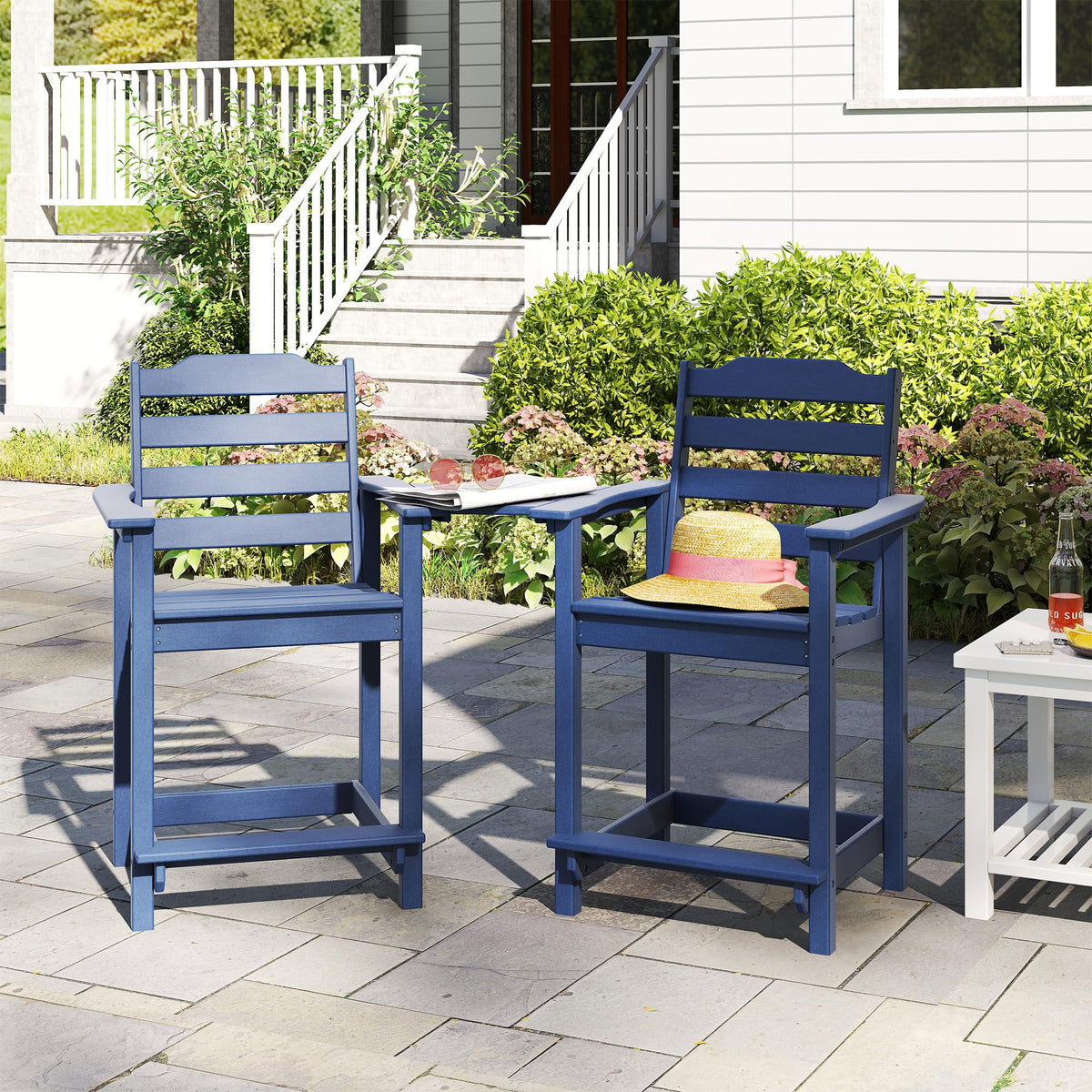 HDPE All-Weather Plastic Adirondack Chair Set of 2 Navy Blue Z469162