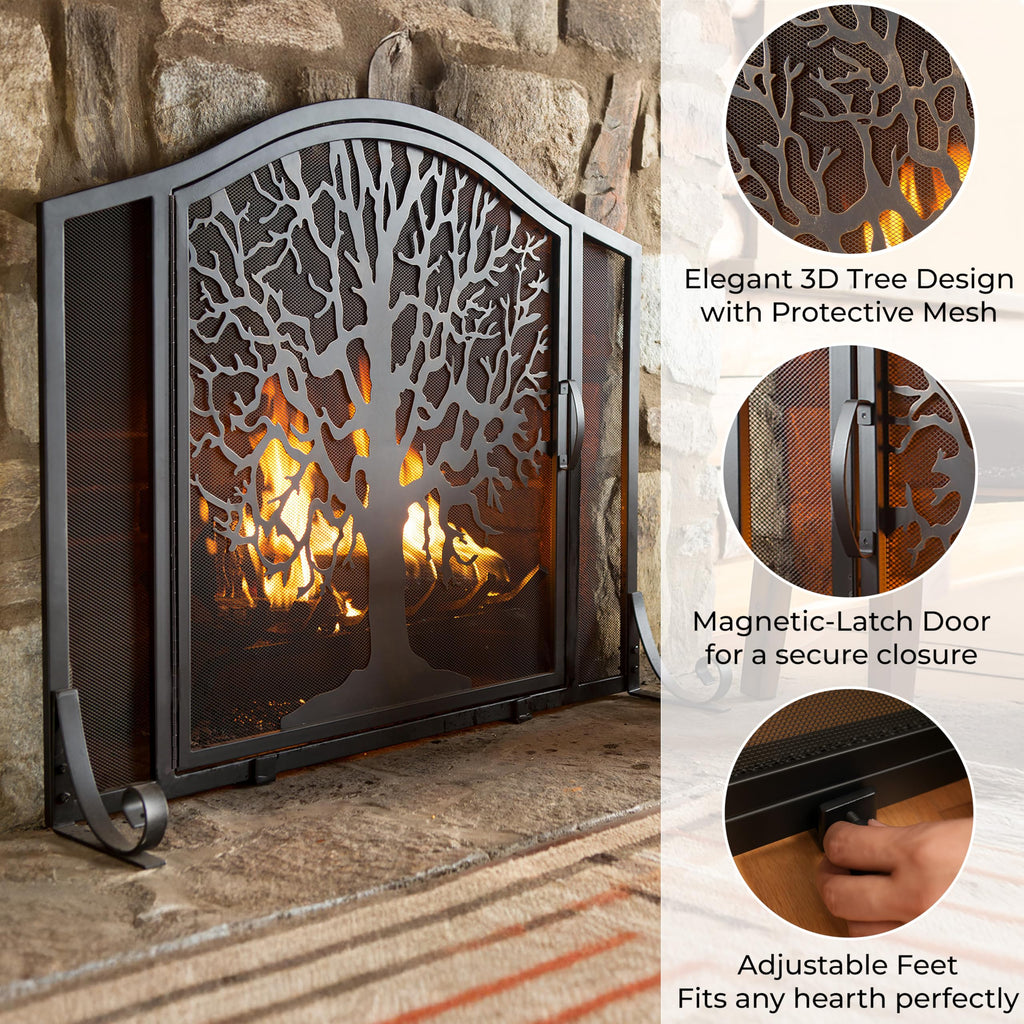 Black Metal Fireplace Screen S57279