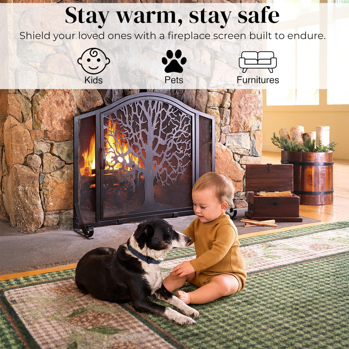 Black Metal Fireplace Screen S57279