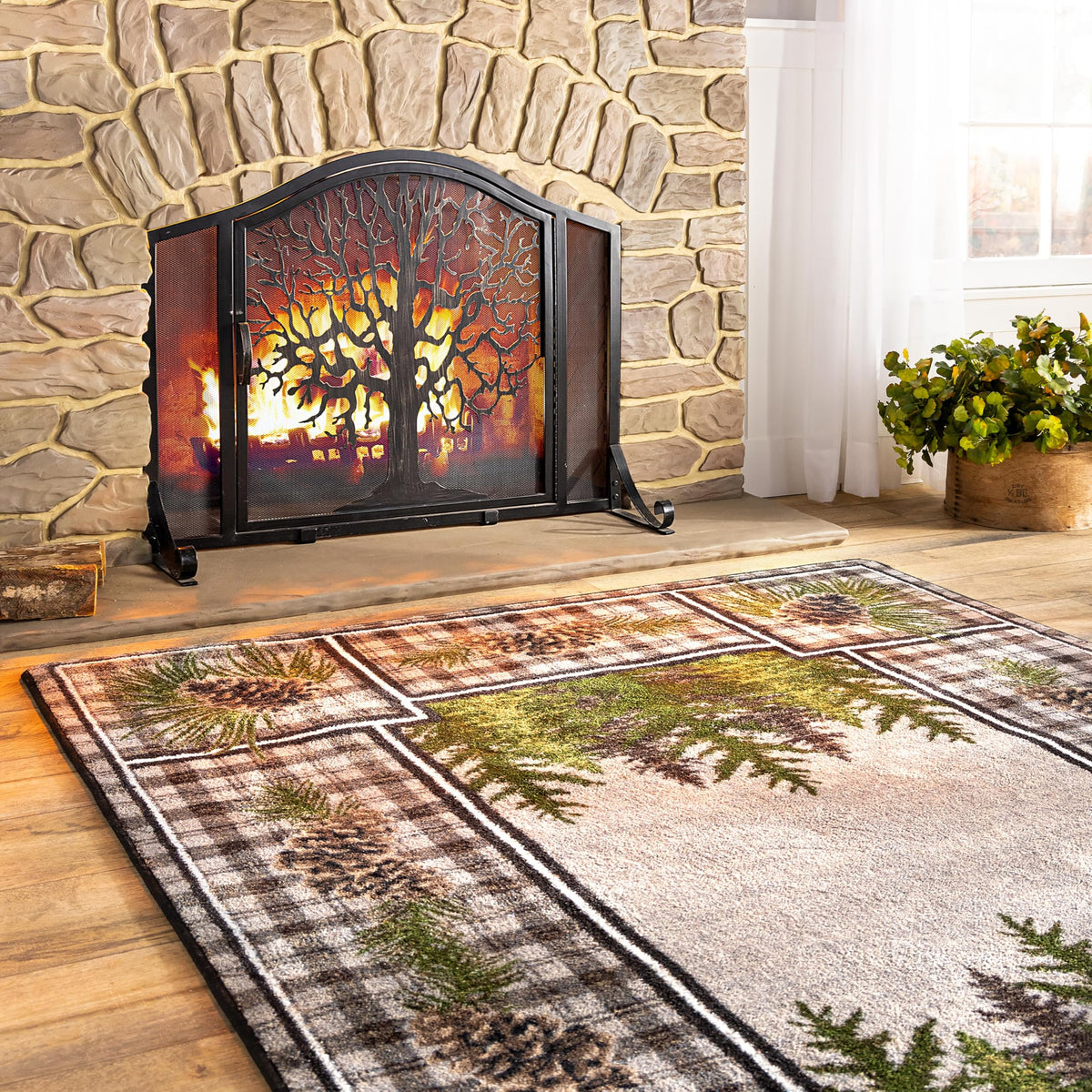 Black Metal Fireplace Screen S57279